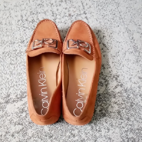 Calvin Klein Women's Brown Loafers with Silver Buckle - Picture 1 of 6